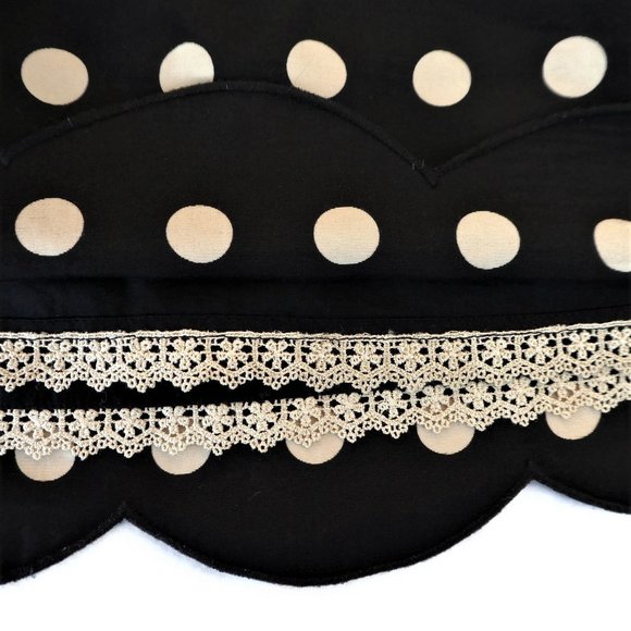 Floreat Skirt SiLK CoTToN Tiered Scalloped Layers Hem Polka Dot Cotton Zip Lined - Picture 7 of 10